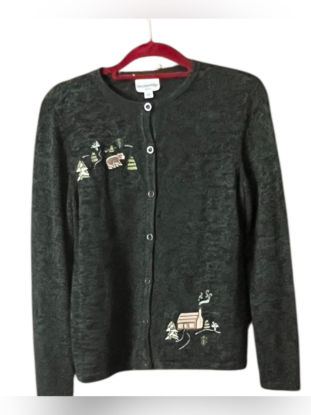 Grannycore Cottagecore outdoor embroidered outdoor cabin scenery sweater cardiga